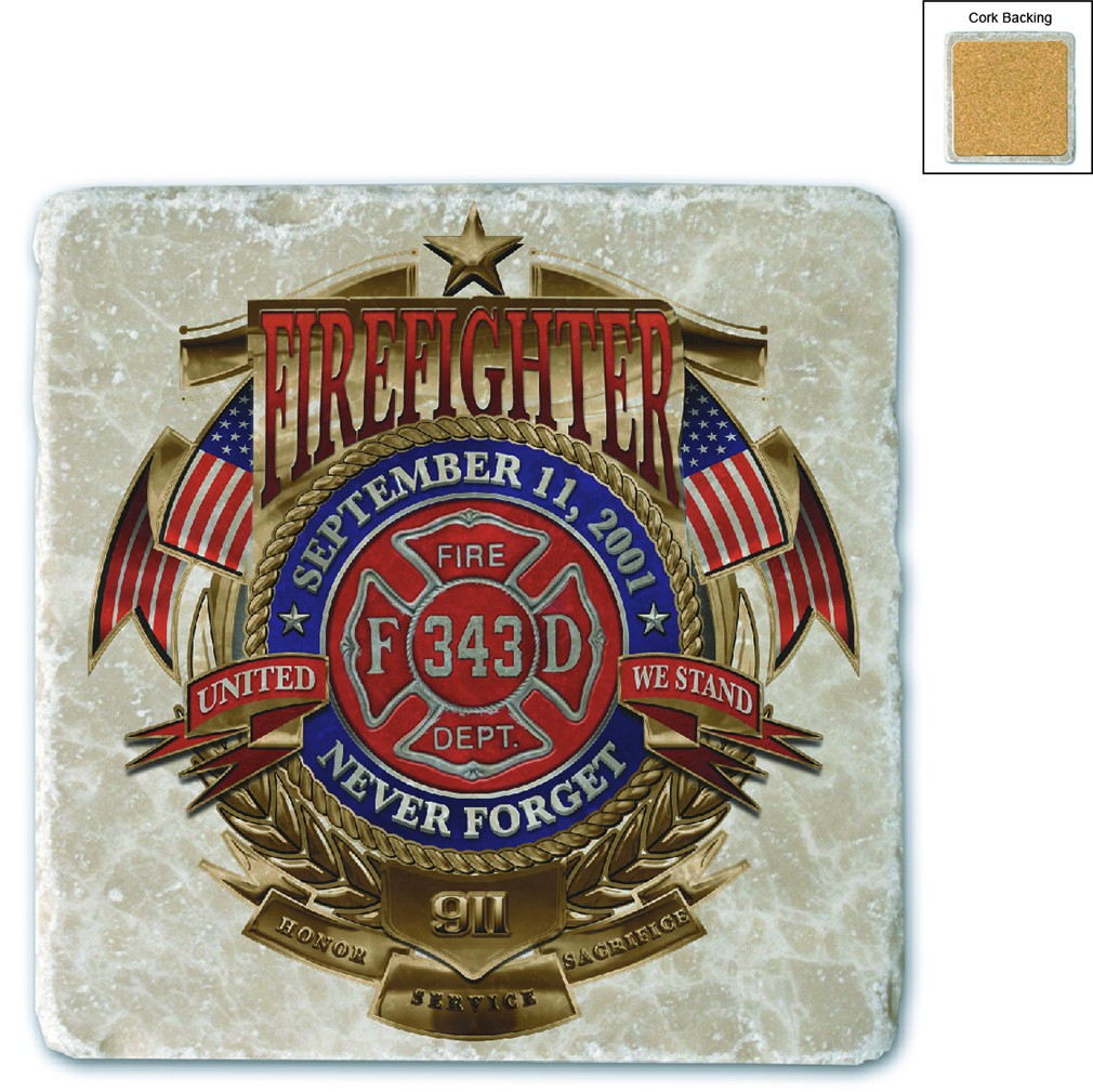 Firefighter Badge Of Honor Stone Coaster