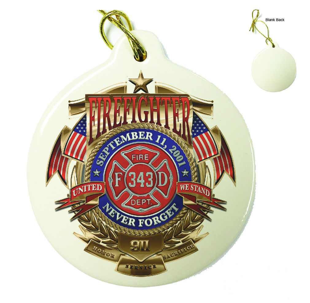 Firefighter Badge Of Honor Porcelain Ornament