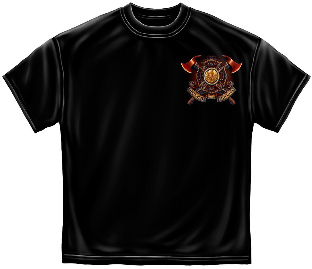 Firefighter Tradition Honor Service Patriotic Tee Shirt - Black