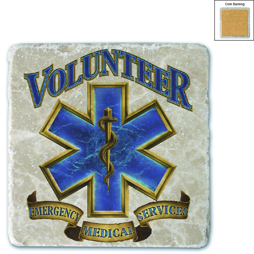 Volunteer EMS Gold Shield Stone Coaster