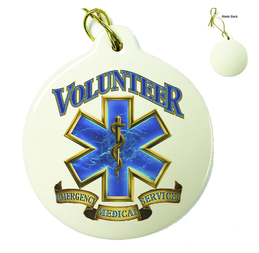 Volunteer EMS Gold Shield Porcelain Ornament