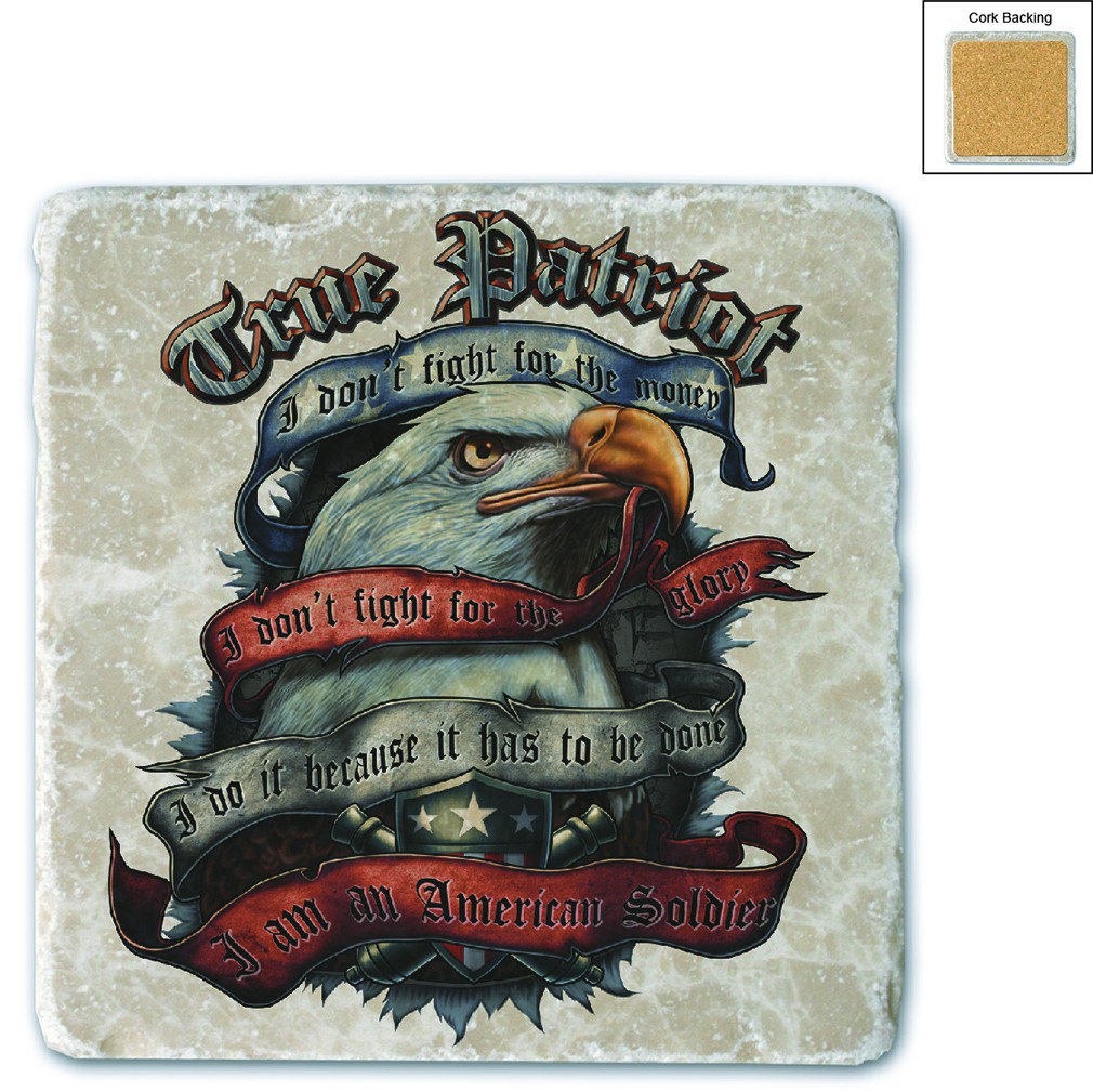 American Soldier True Patriot Stone Coaster