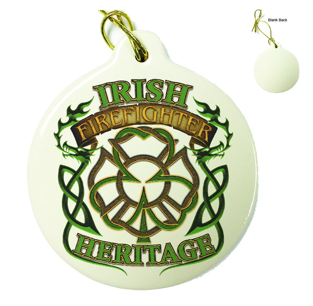 Irish Firefighter Heritage Porcelain Ornament