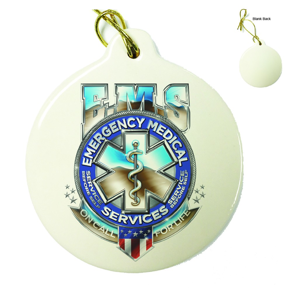 EMS Badge Of Honor Porcelain Ornament