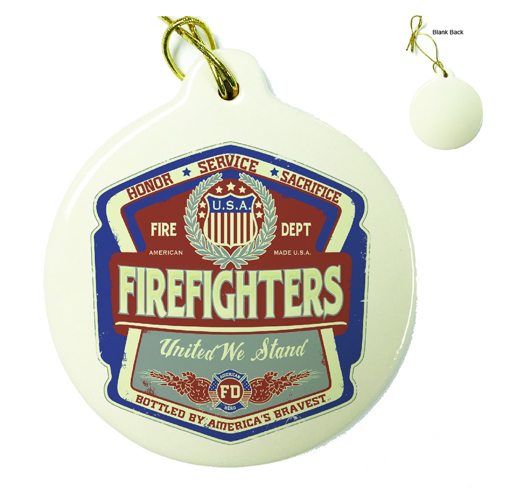 Firefighter Denim Fade Porcelain Ornament