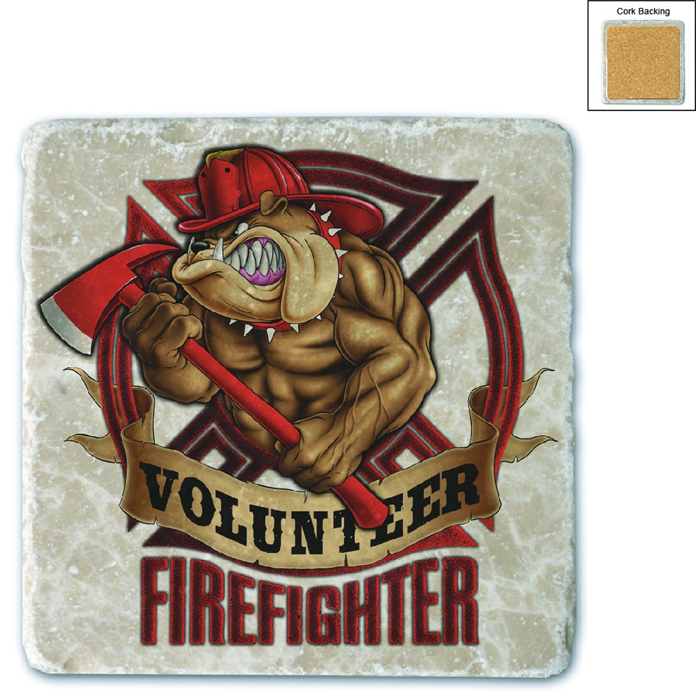 Fire Fighter Volunteer Dog Stone Coaster