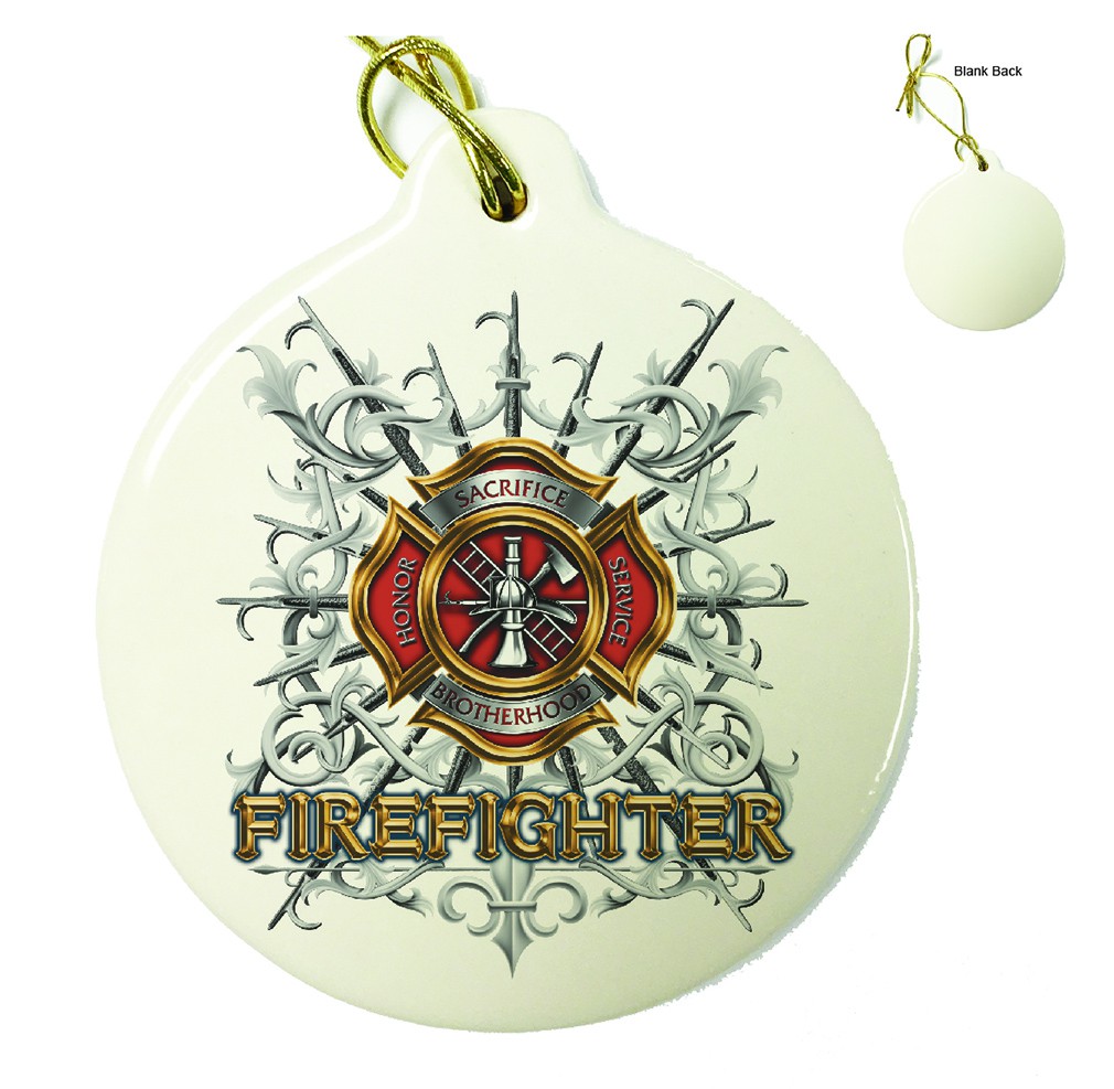 Firefighter Pikes Porcelain Ornament