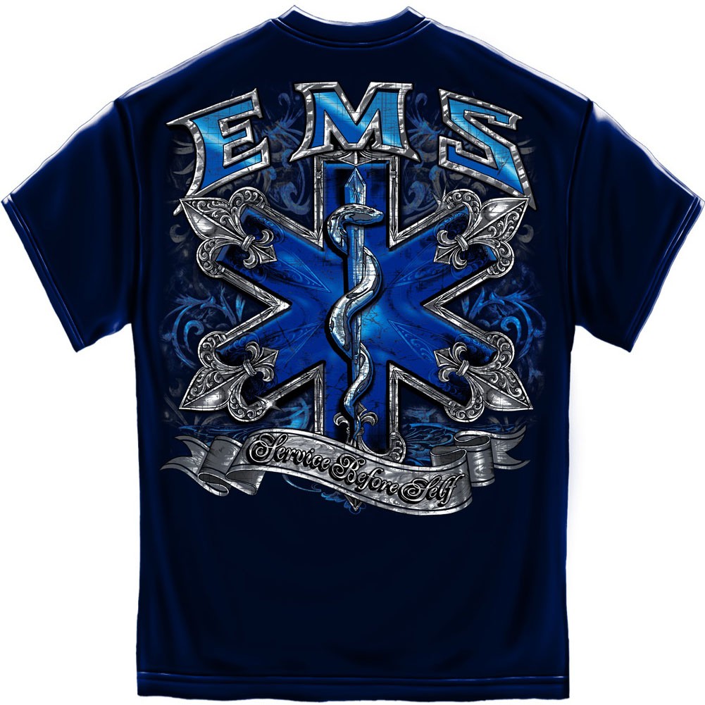 EMS Service Before Self Blue Foil T-Shirt