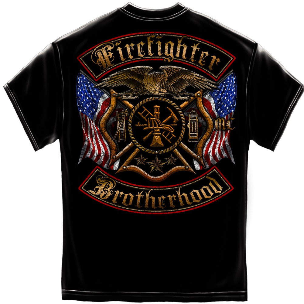 Firefighter Brotherhood Foil Black T-Shirt