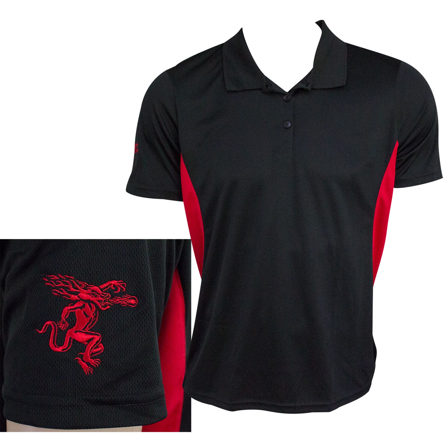 Black and shop red golf shirt