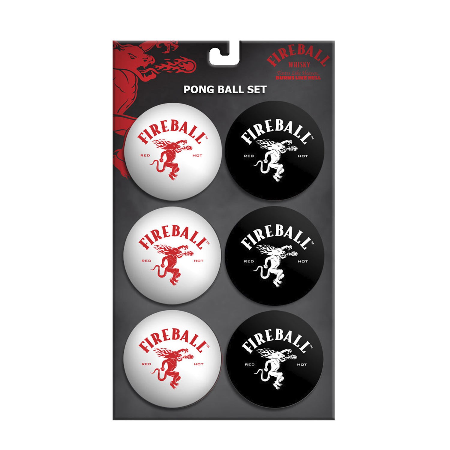 PARTY DRINKING BAR GAME FIREBALL WHISKY BEER PONG BALL SET PACK OF 6 BALLS 