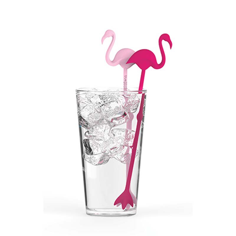 CHAMBORD Enameled Flamingo Cocktail Swizzle Stick  *Gift Idea* NEW x2 