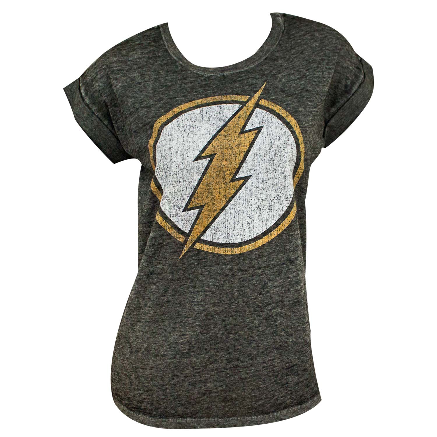 The Flash Logo Rolled Sleeves Women's Tshirt