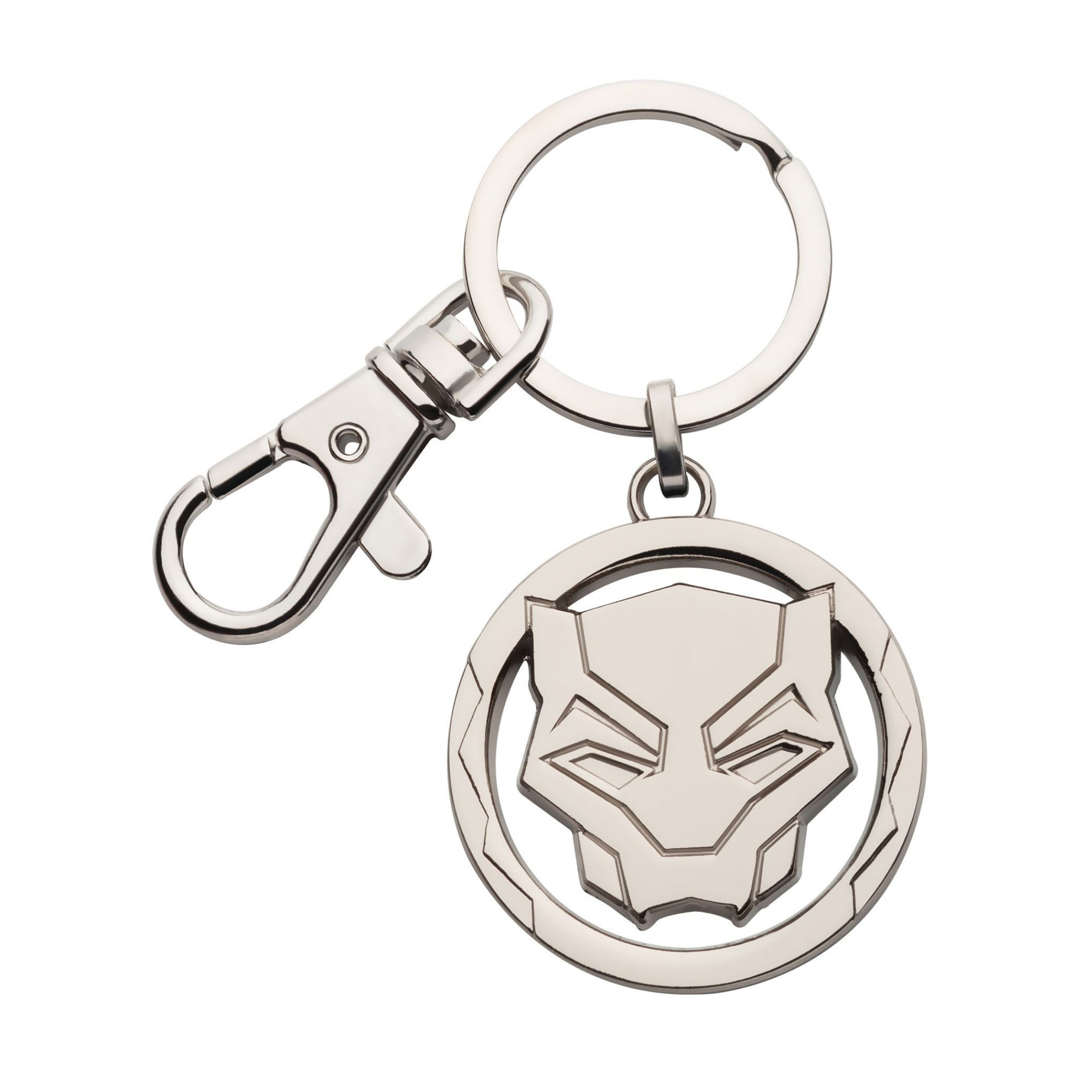 Black Panther Silver Mask Logo Keychain