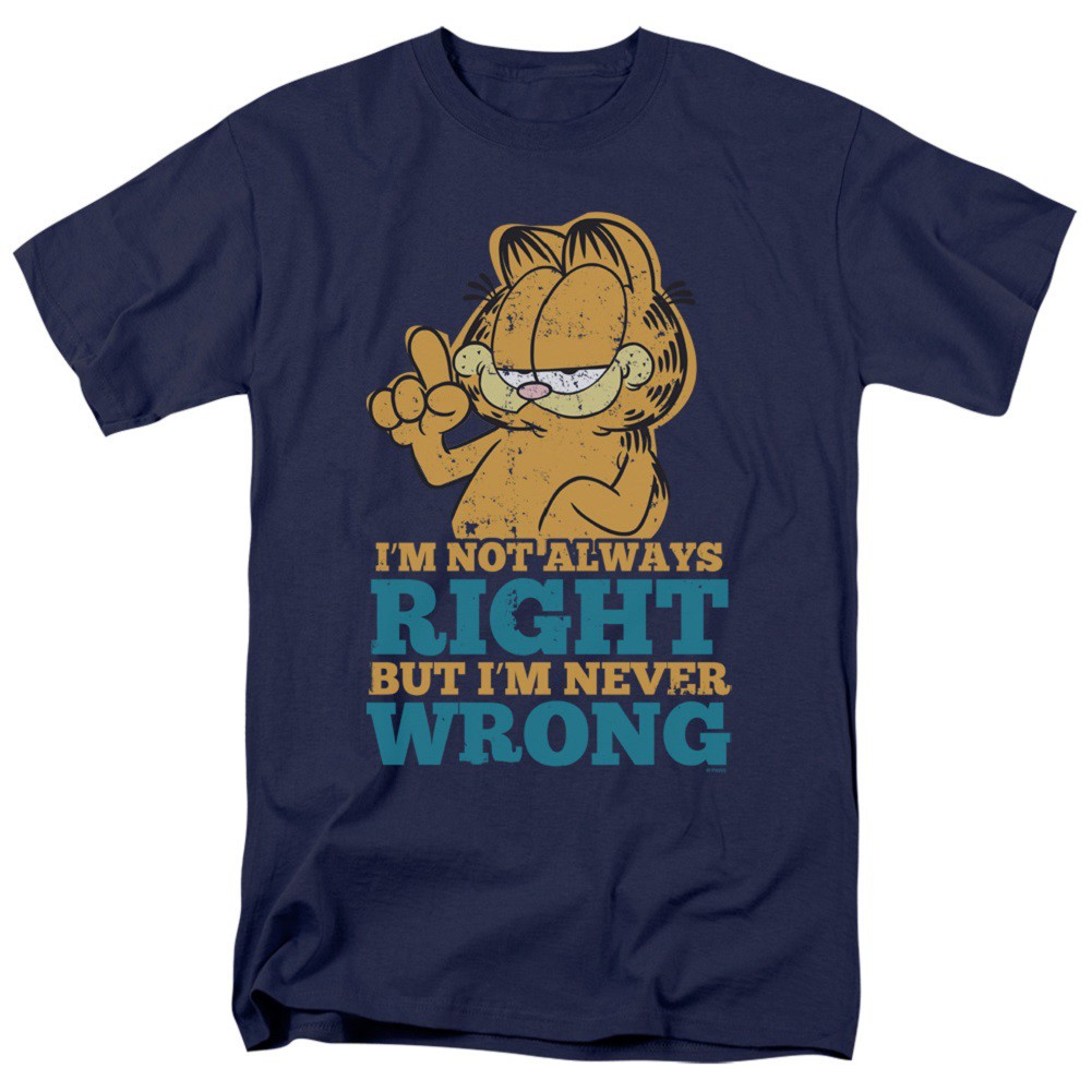 Garfield Never Wrong Men's Blue T-Shirt