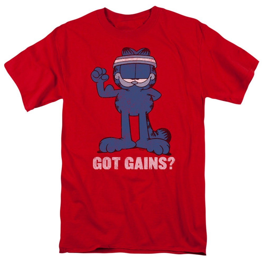 Garfield Got Gains Men's Red T-Shirt