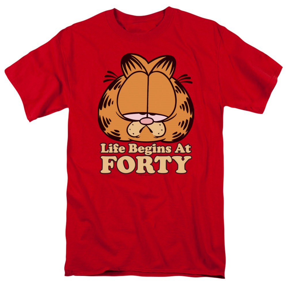 Garfield Life Begins at 40 Men's Red T-Shirt