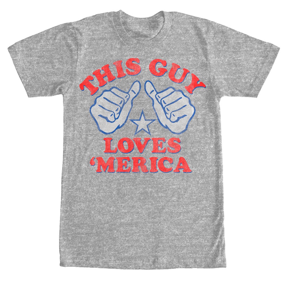 This Guy Loves 'Merica Patriotic USA Grey T-Shirt