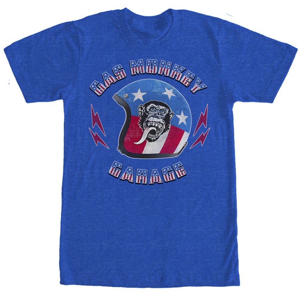 Gas Monkey Garage Stars Stripes Helmet Blue T-Shirt