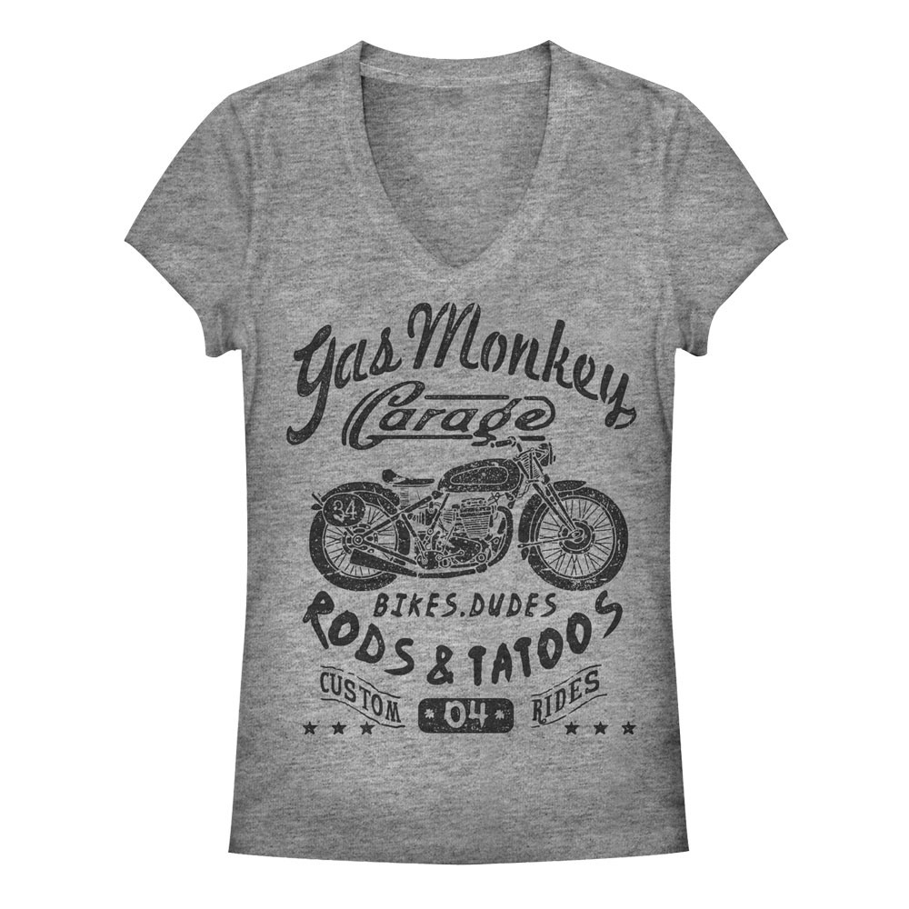 Gas Monkey Garage Biker Babe Gray Juniors T-Shirt