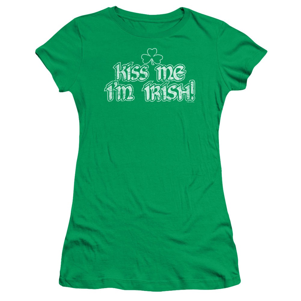 St. Patrick's Day Kiss Me I'm Irish Green Juniors T-Shirt