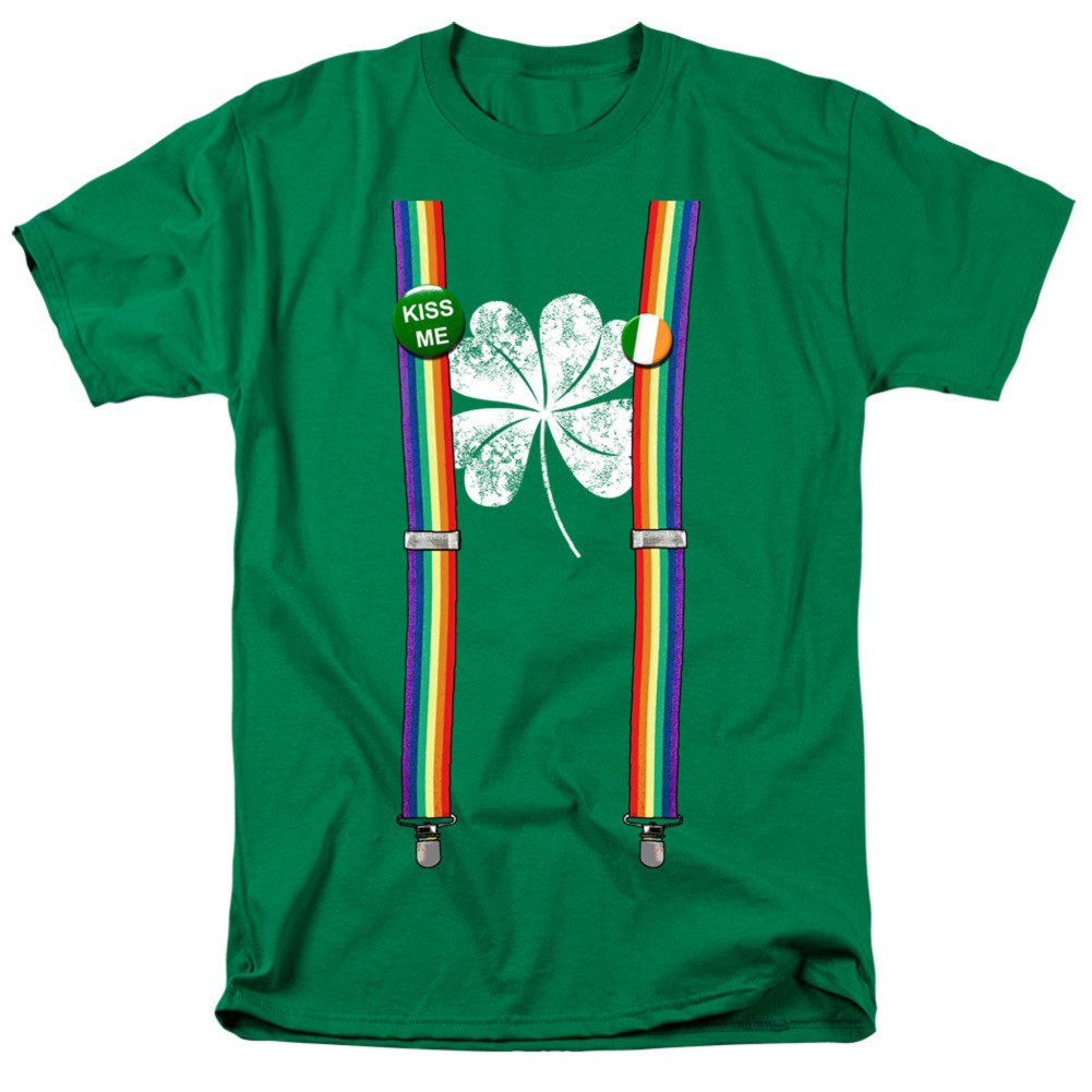 St. Patrick's Day Lucky Suspenders Green Tshirt