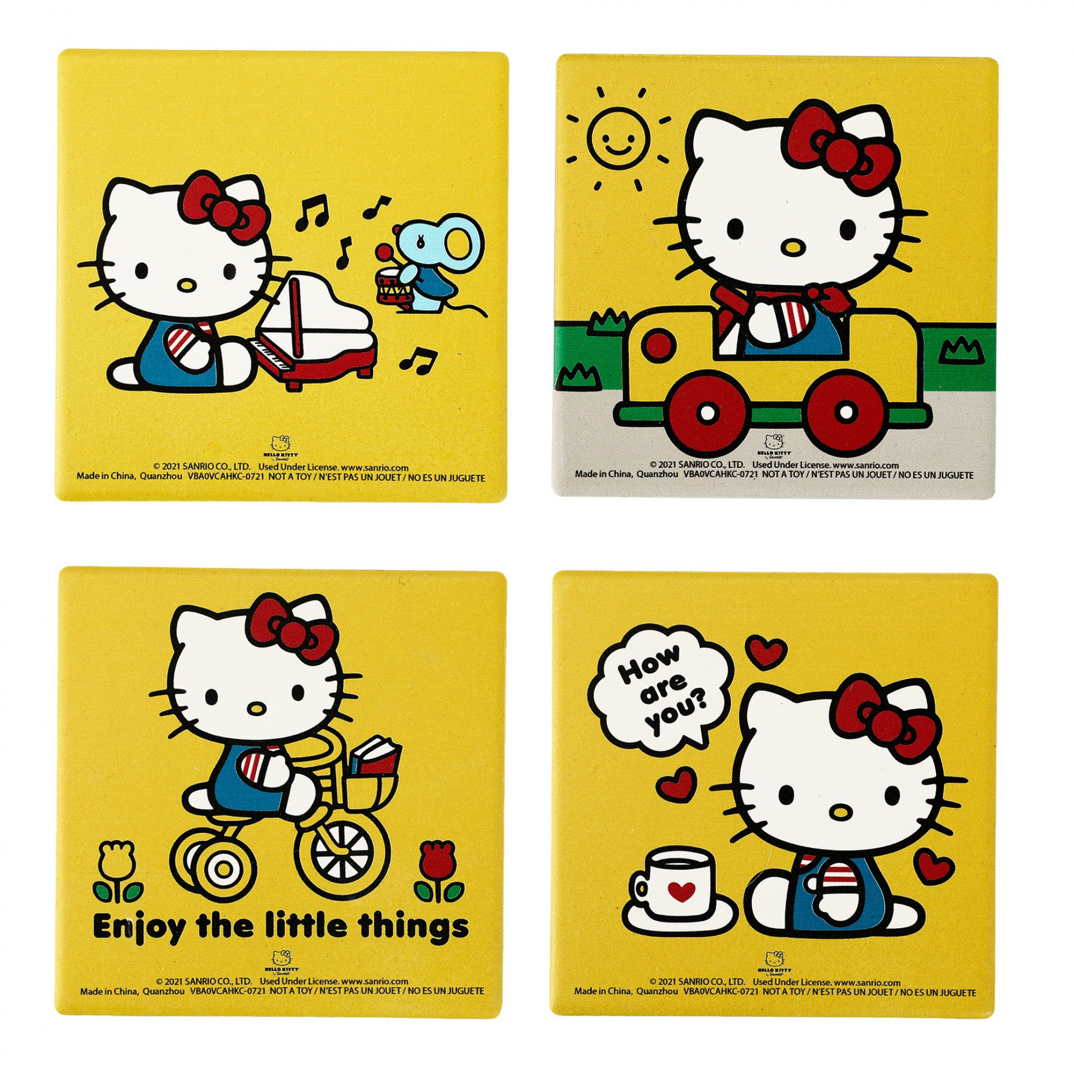 Hello Kitty Enjoy The Little Things Variety Ceramic Coaster Set 4-Pack