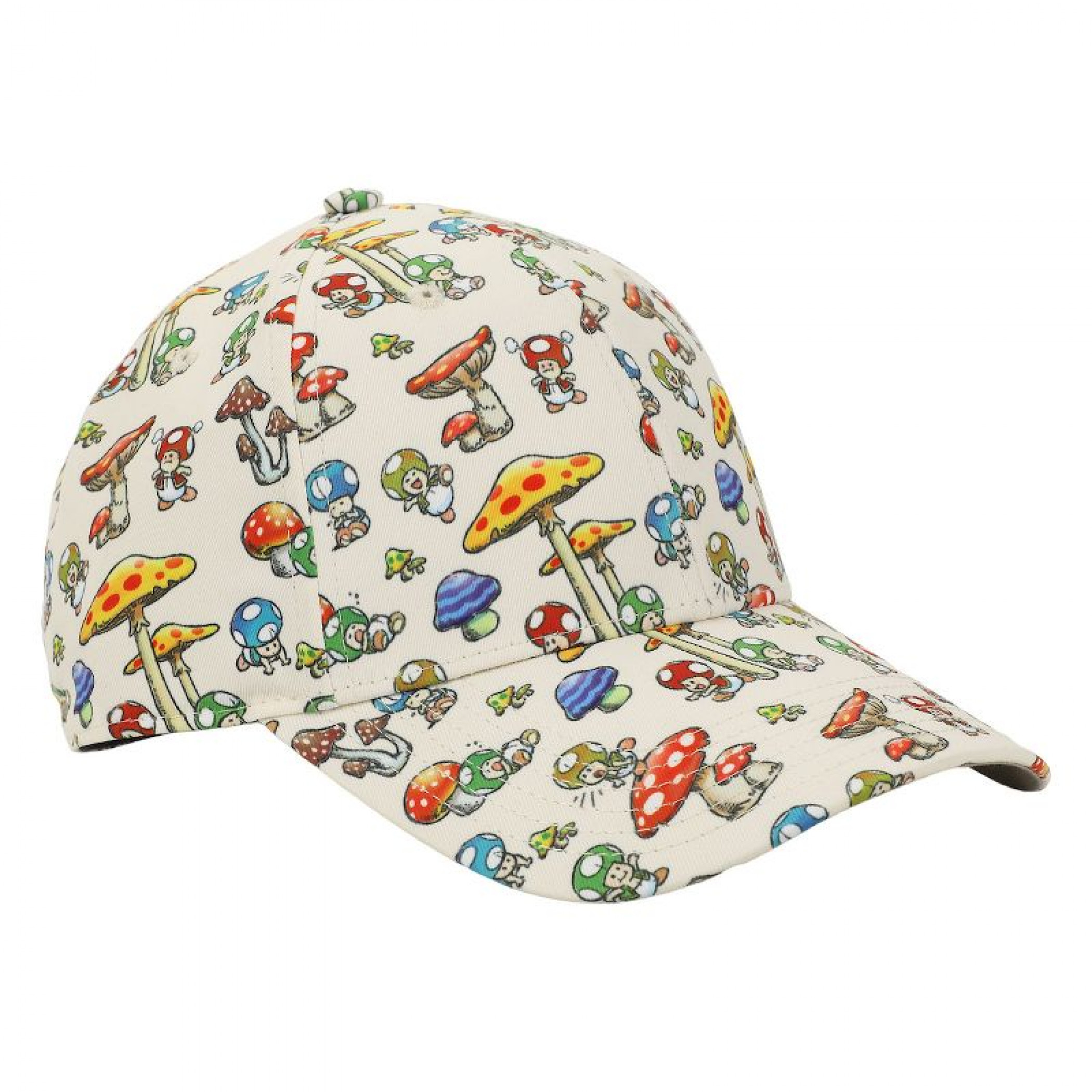 Super Mario Bros. Toad and Mushrooms Pre-Curved Snapback Hat