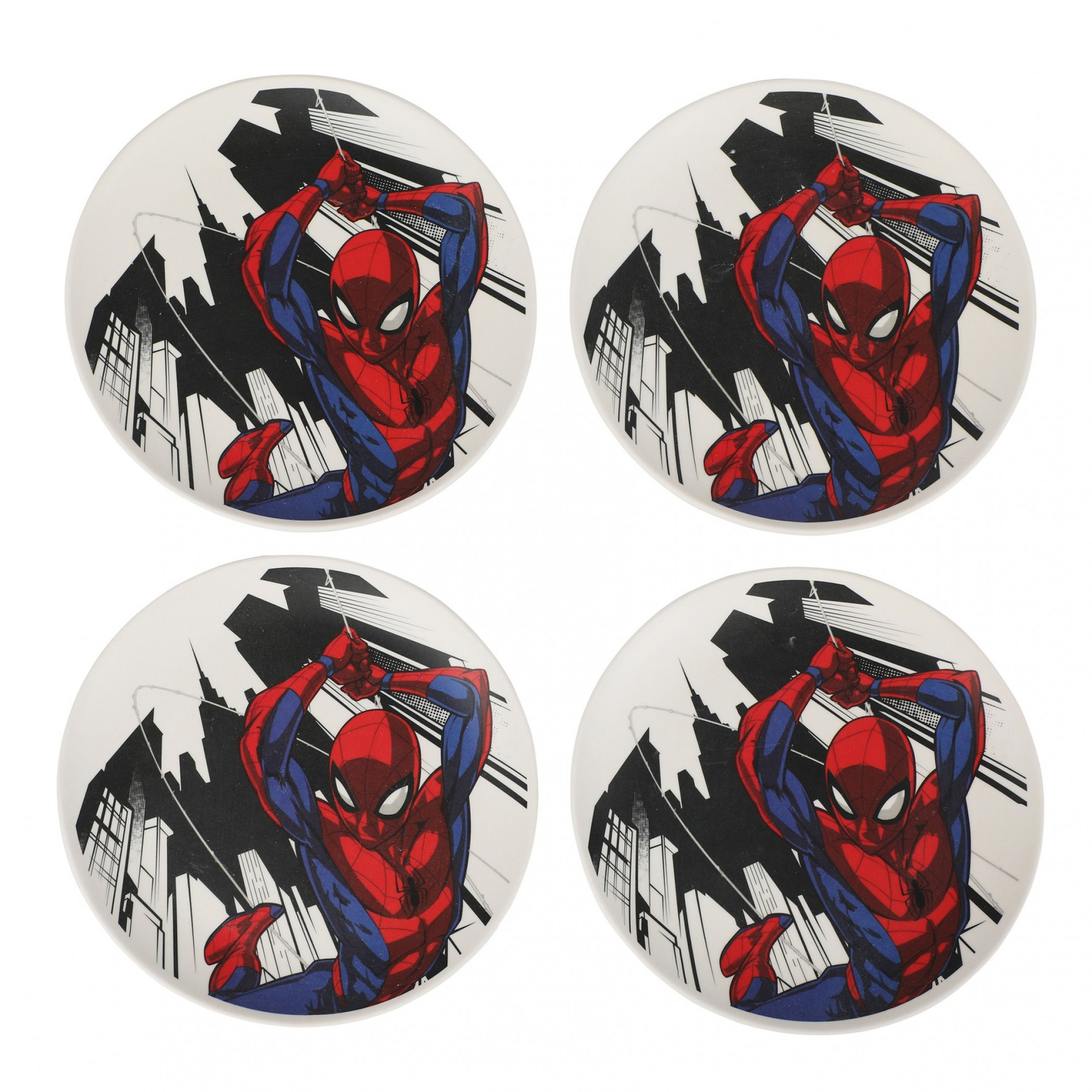 Spider-Man Swinging Through the City Bamboo 4-Piece Plate Set