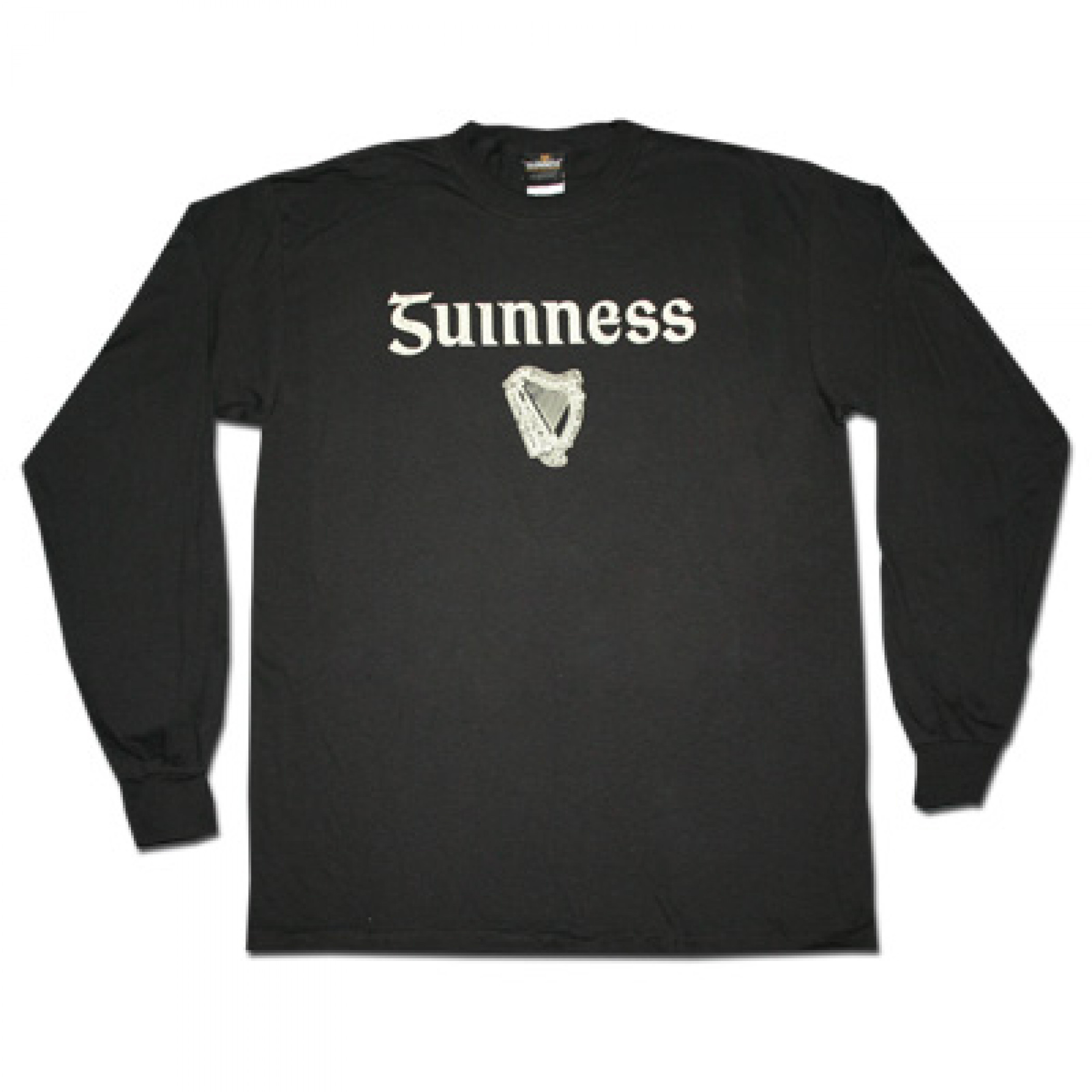 Guinness Gaelic Label Long Sleeve Black Graphic Tee Shirt