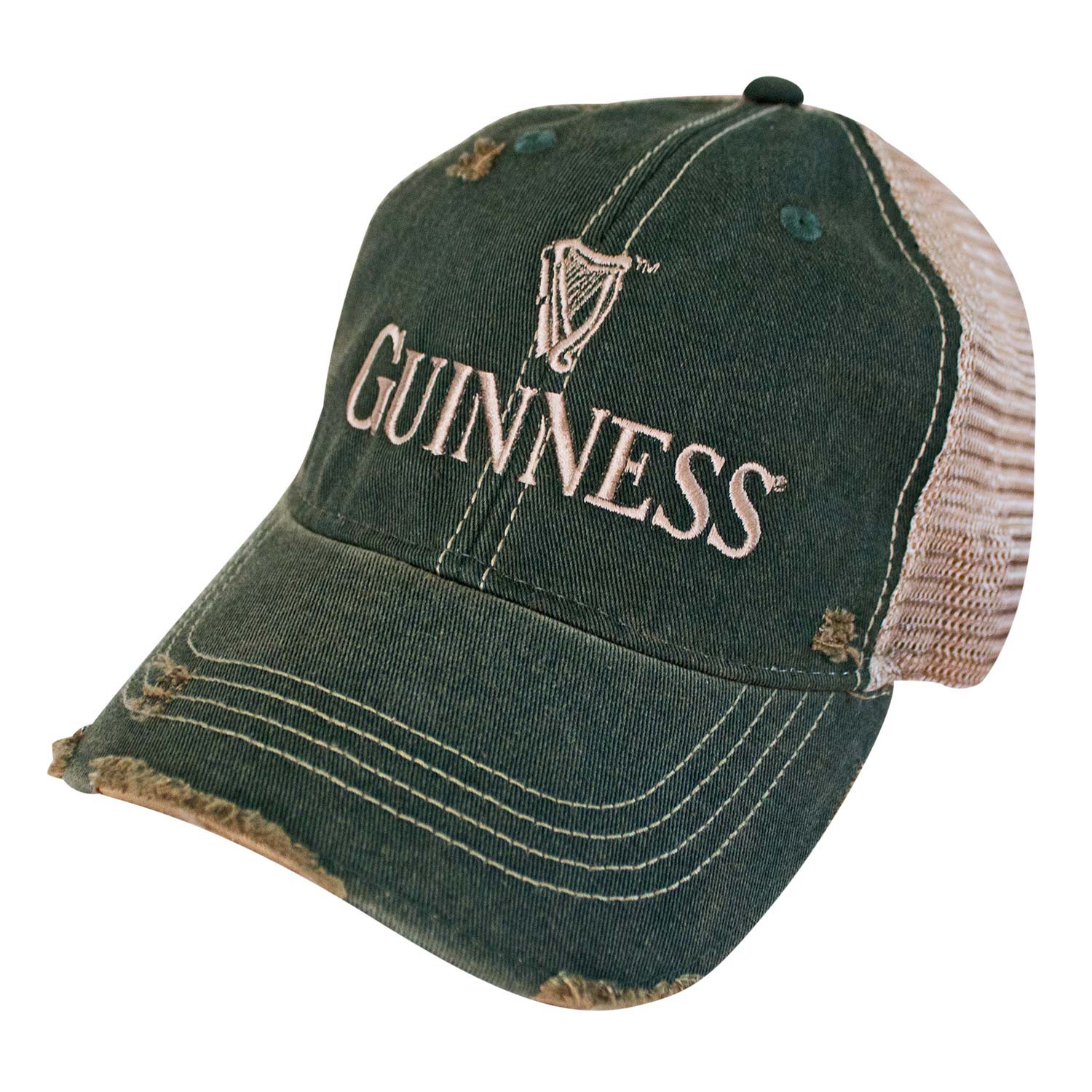 Guinness Faded Retro Brand Men's Green Trucker Hat