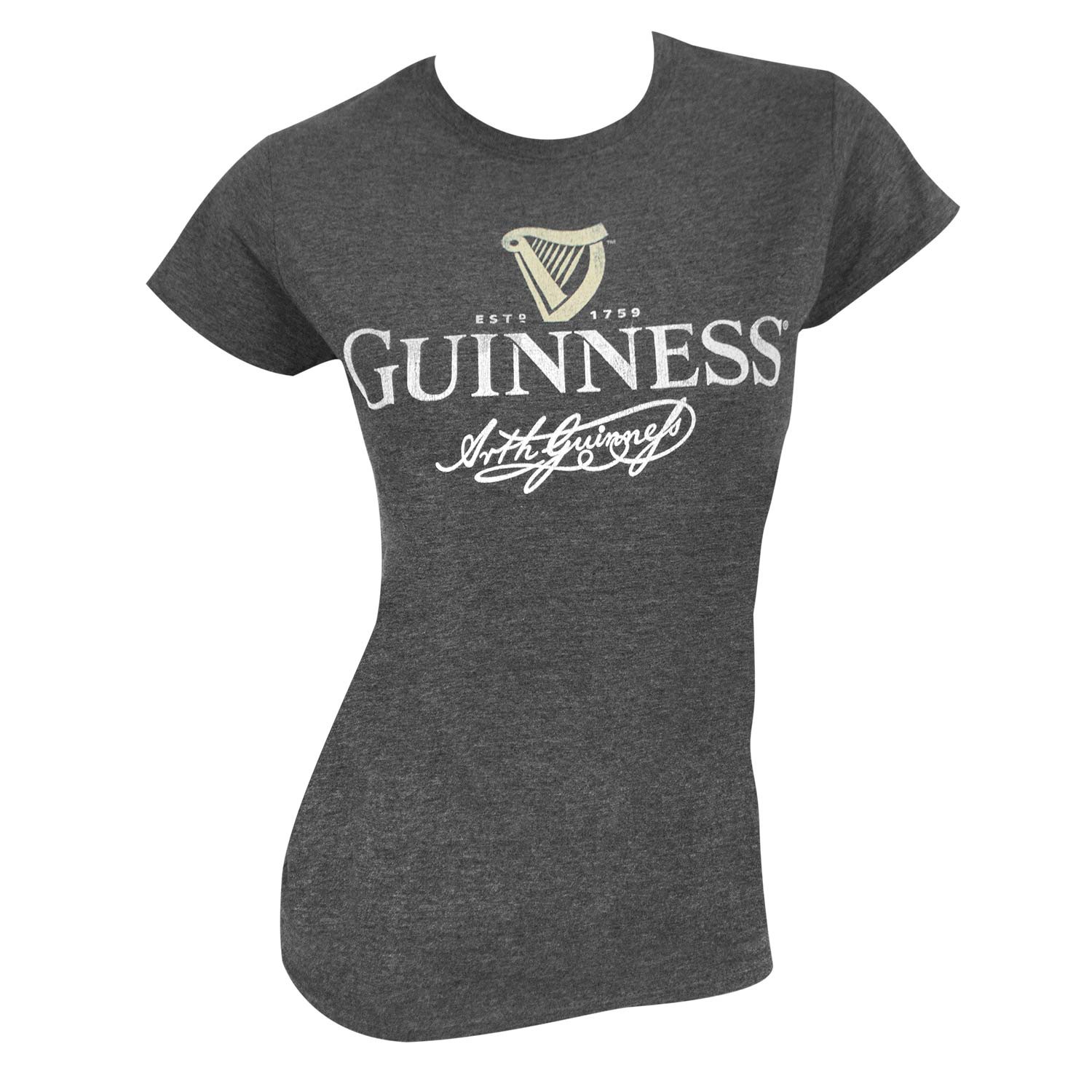 Guinness Logo Dark Heather Grey Ladies Tee Shirt