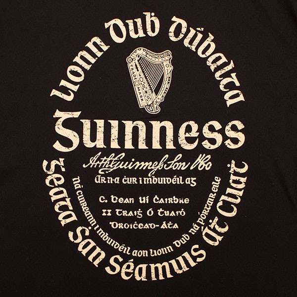 Guinness Irish Gaelic Label Shirt - Black