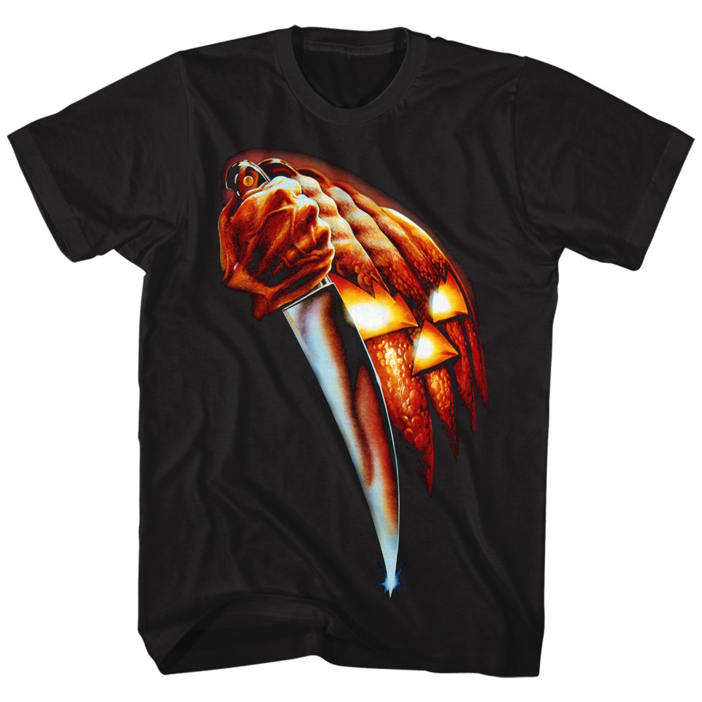 Halloween Michael Myers Pumpkin Knife Black Tshirt