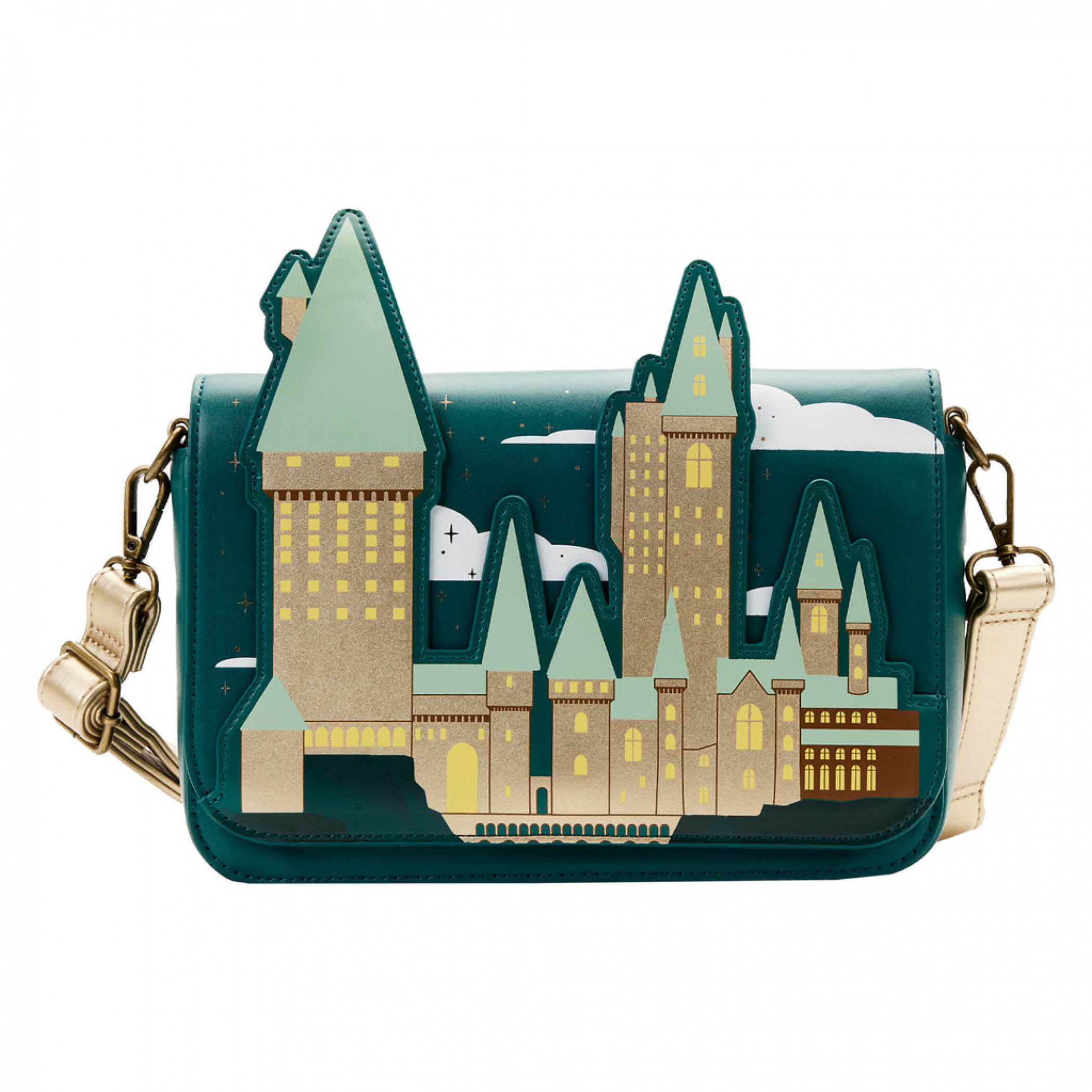 Harry Potter Golden Hogwarts Crossbody Bag by Loungefly