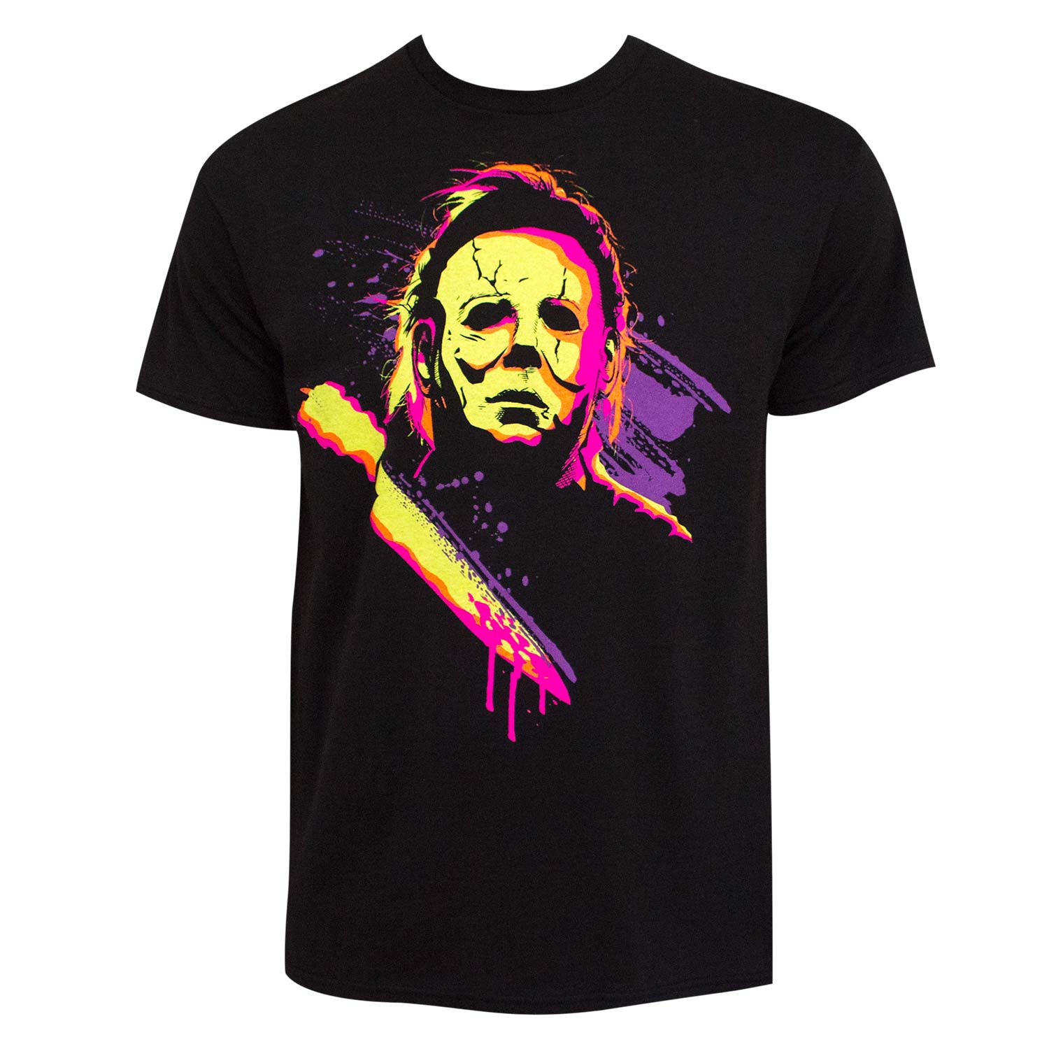 Halloween Michael Myers Neon Men's Black T-Shirt