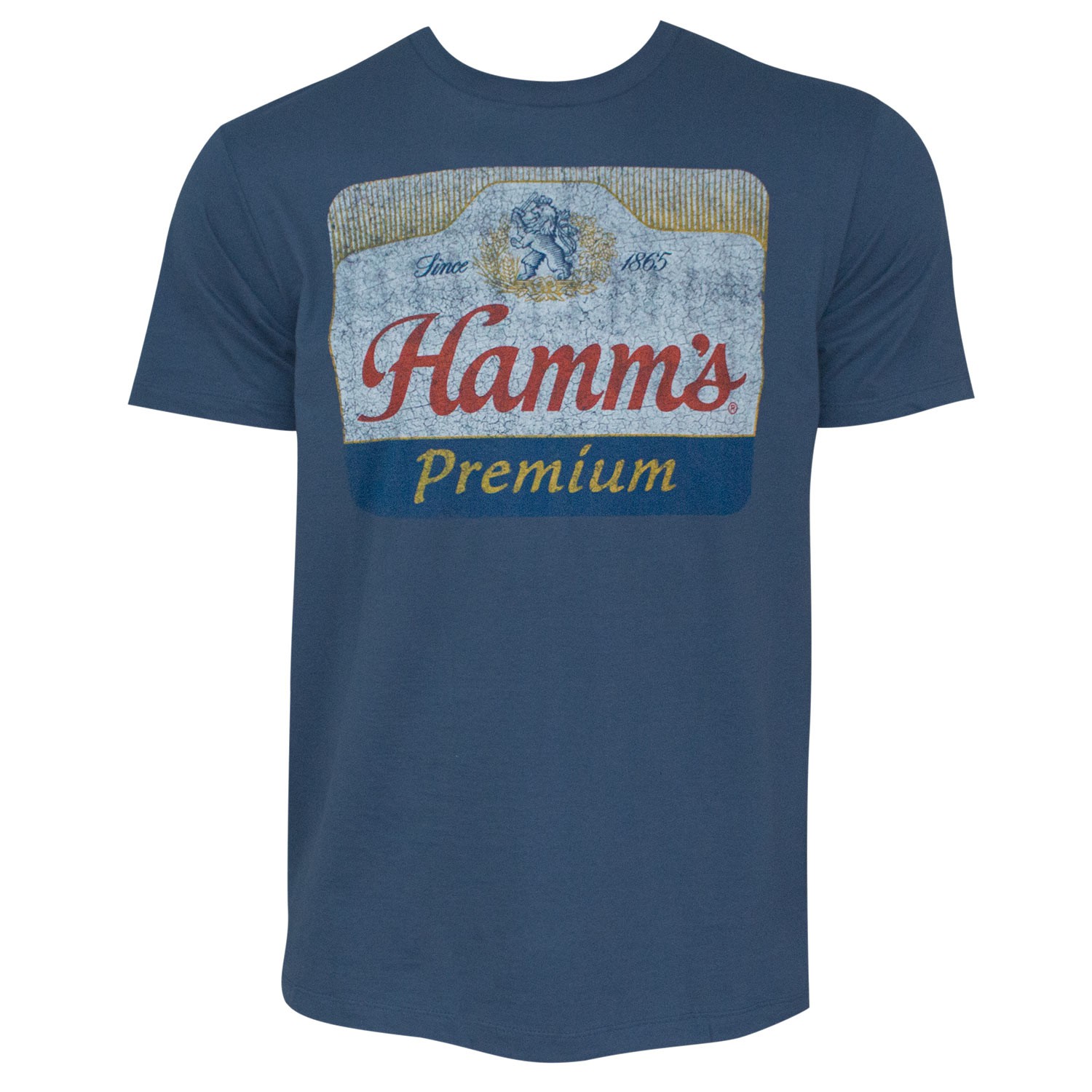 Hamm's Premium Men's Blue Distressed Logo T-Shirt