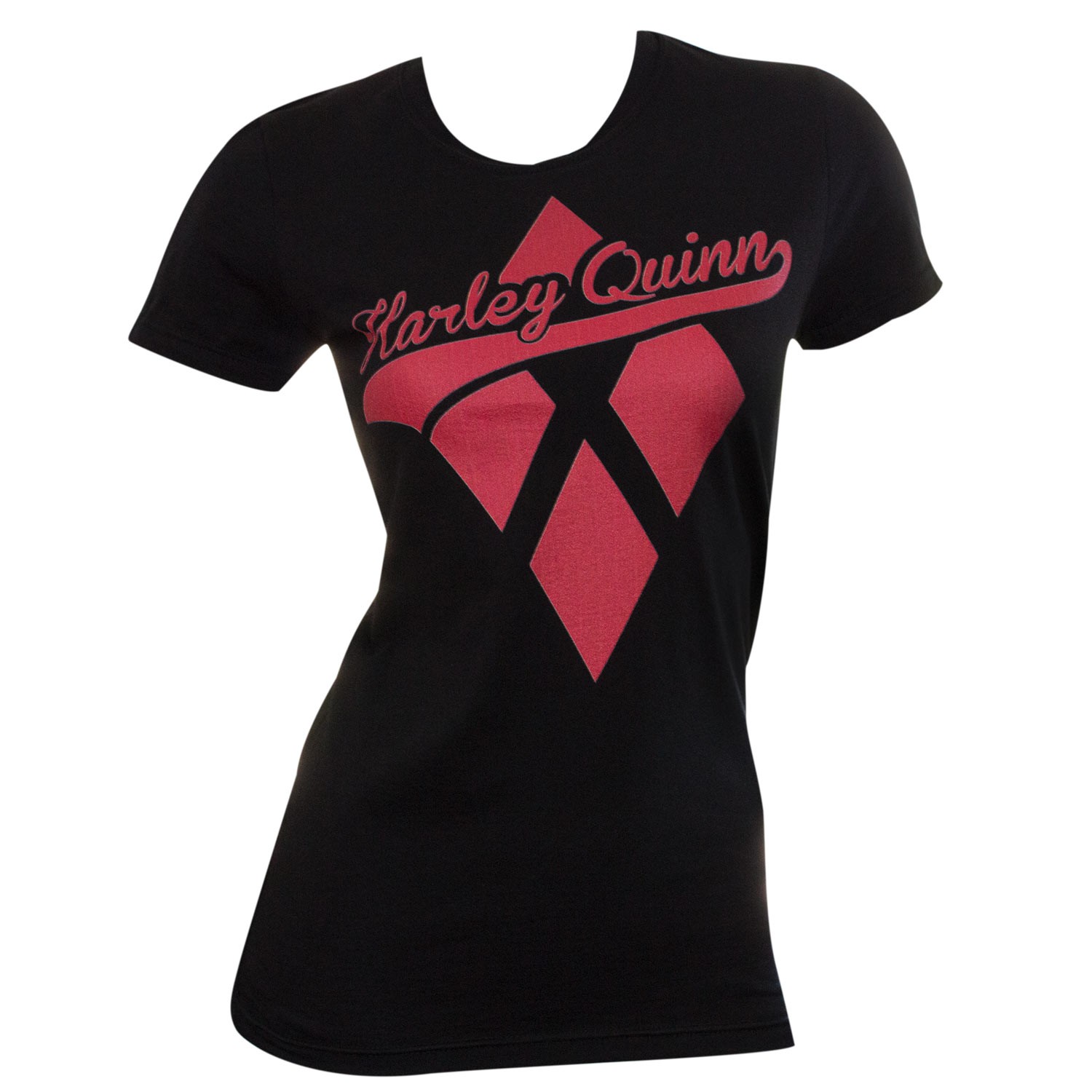Harley Quinn Comic Diamond Logo Women's Black T-Shirt