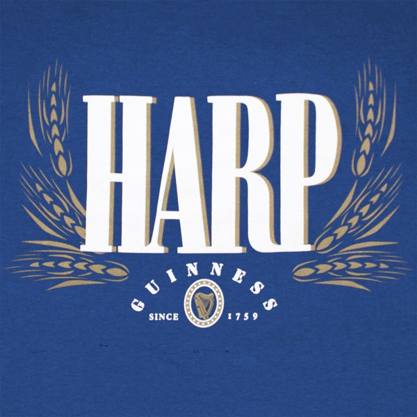 Harp Lager Guinness Men's 2-Sided Blue Graphic T-Shirt