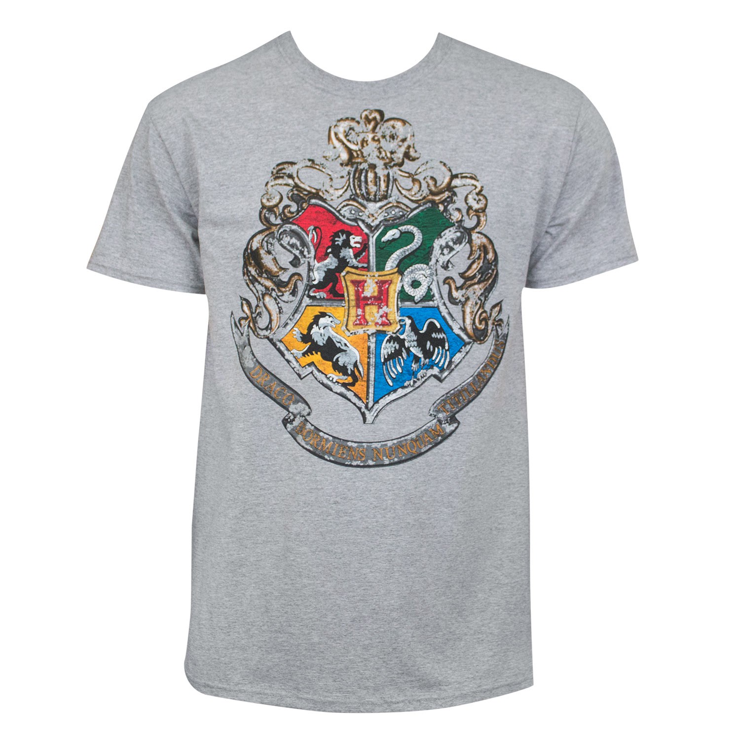 operatie Hoeveelheid geld echo Harry Potter Men's Grey Hogwarts Crest T-Shirt