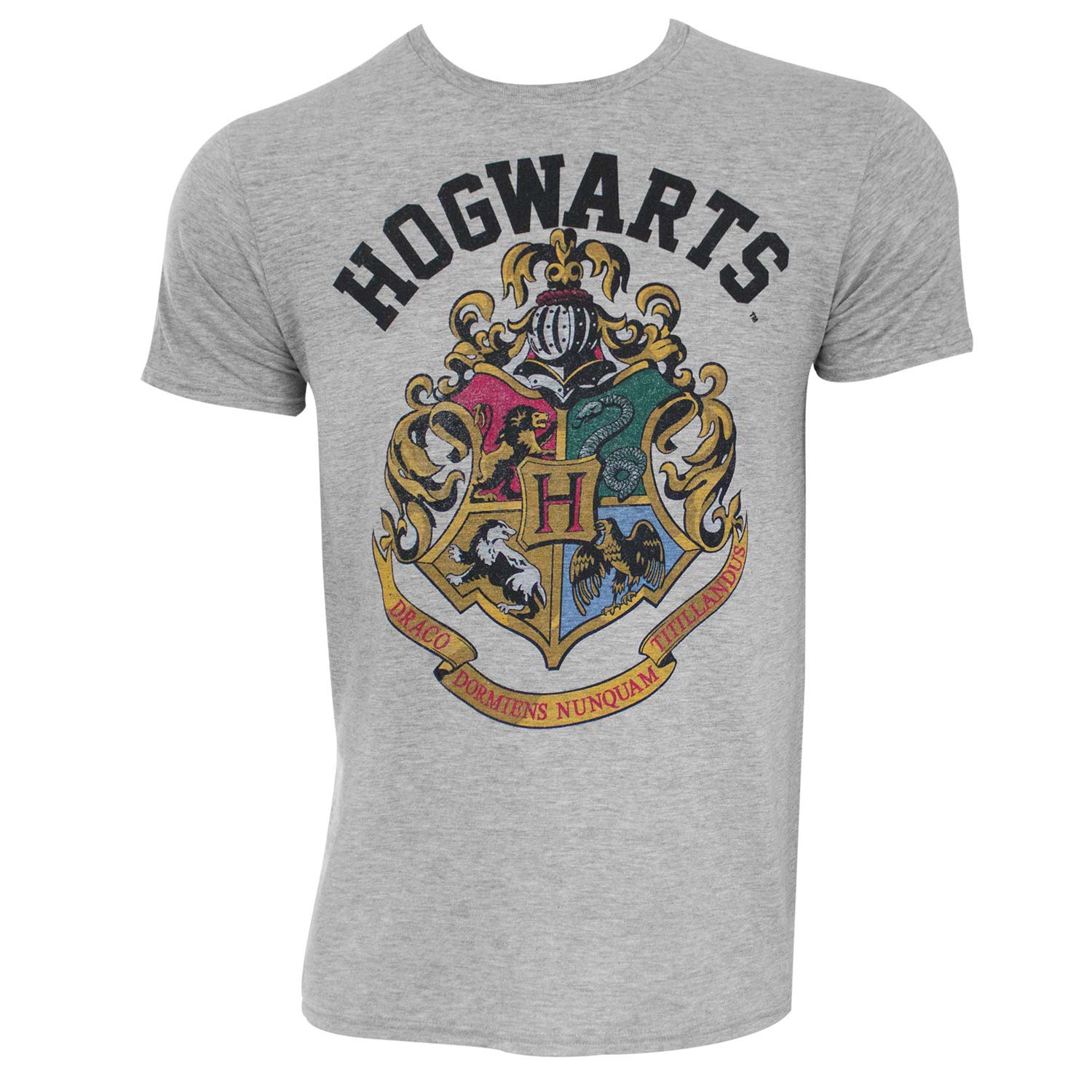 Harry Potter Hogwarts Crest Grey Tee Shirt