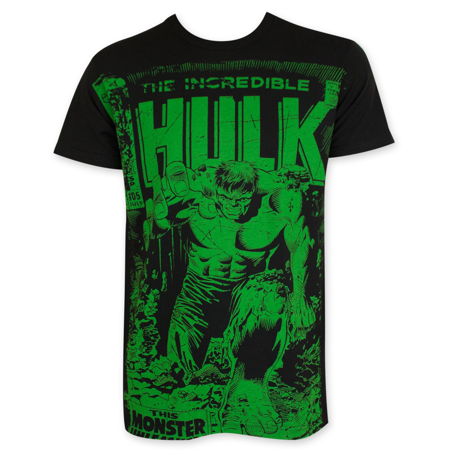 Hulk Green On Black Subway Tee Shirt