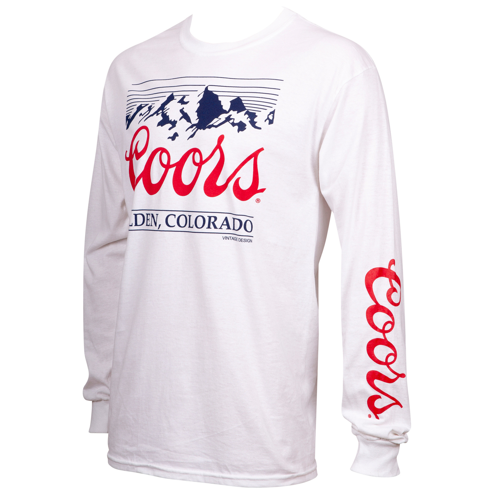 Coors Mountain Logo Sleeve Print Men's White Long Sleeve Shirt