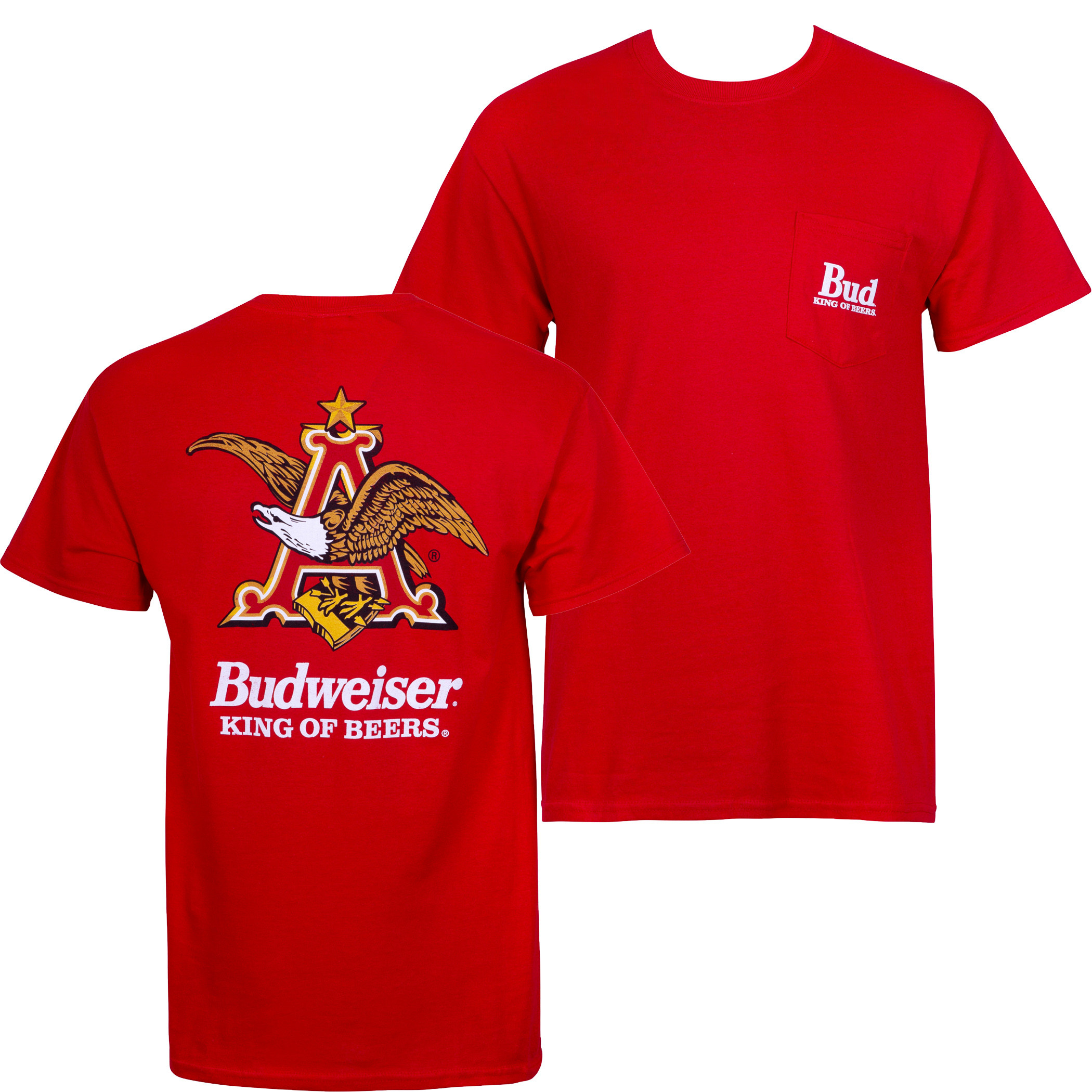 Budweiser Vintage Logo Red Pocket Tee Shirt