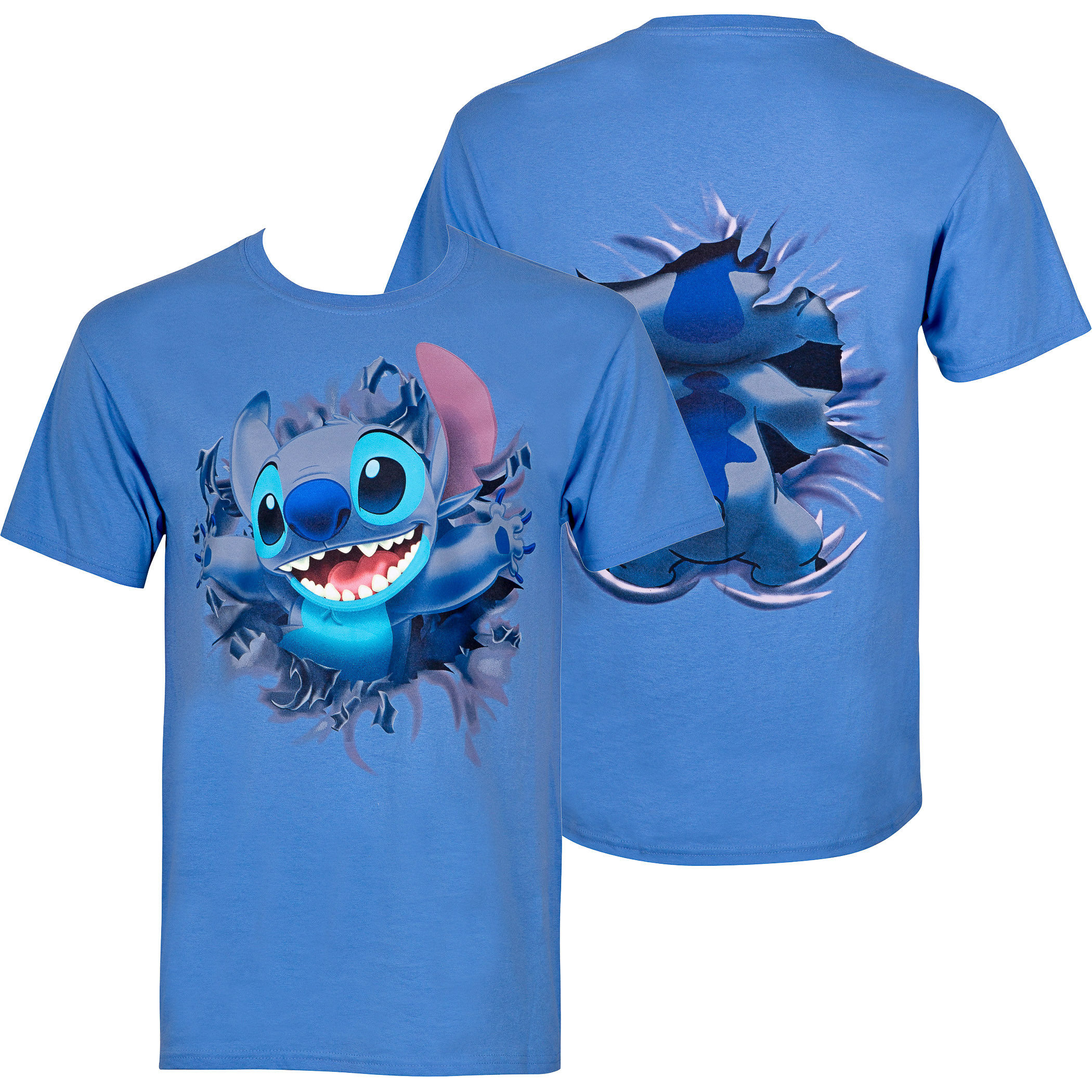 Lilo And Stitch Bursting Through Blue Disney T-Shirt