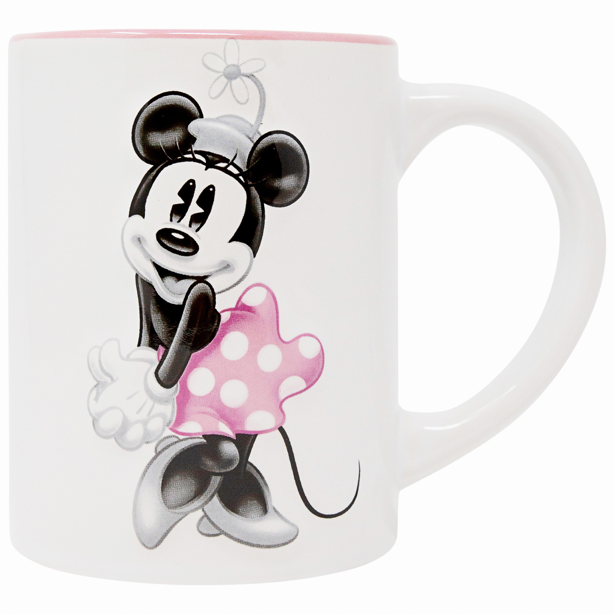 Minnie Mouse Vintage Pink And White 14 Ounce Mug