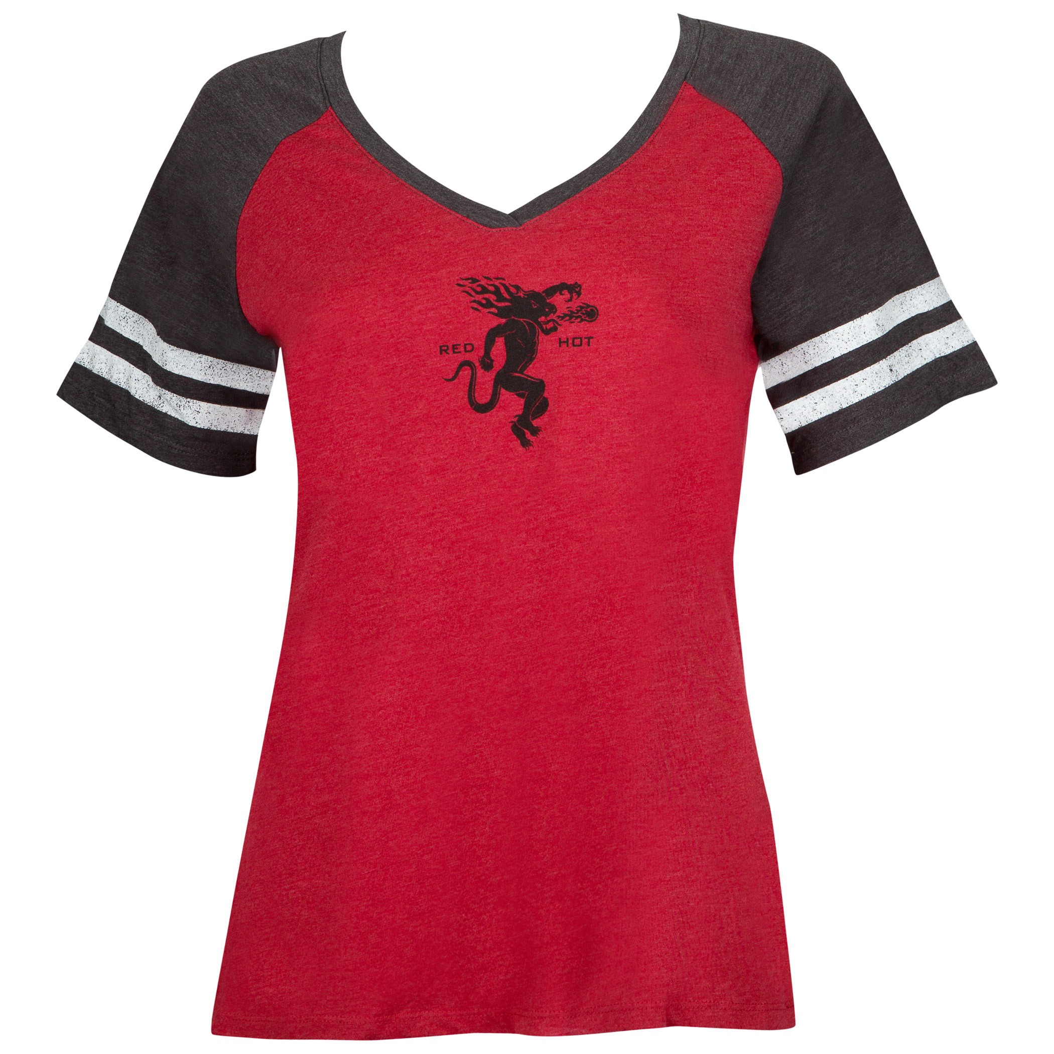 Fireball Red Ladies V-Neck Tee Shirt