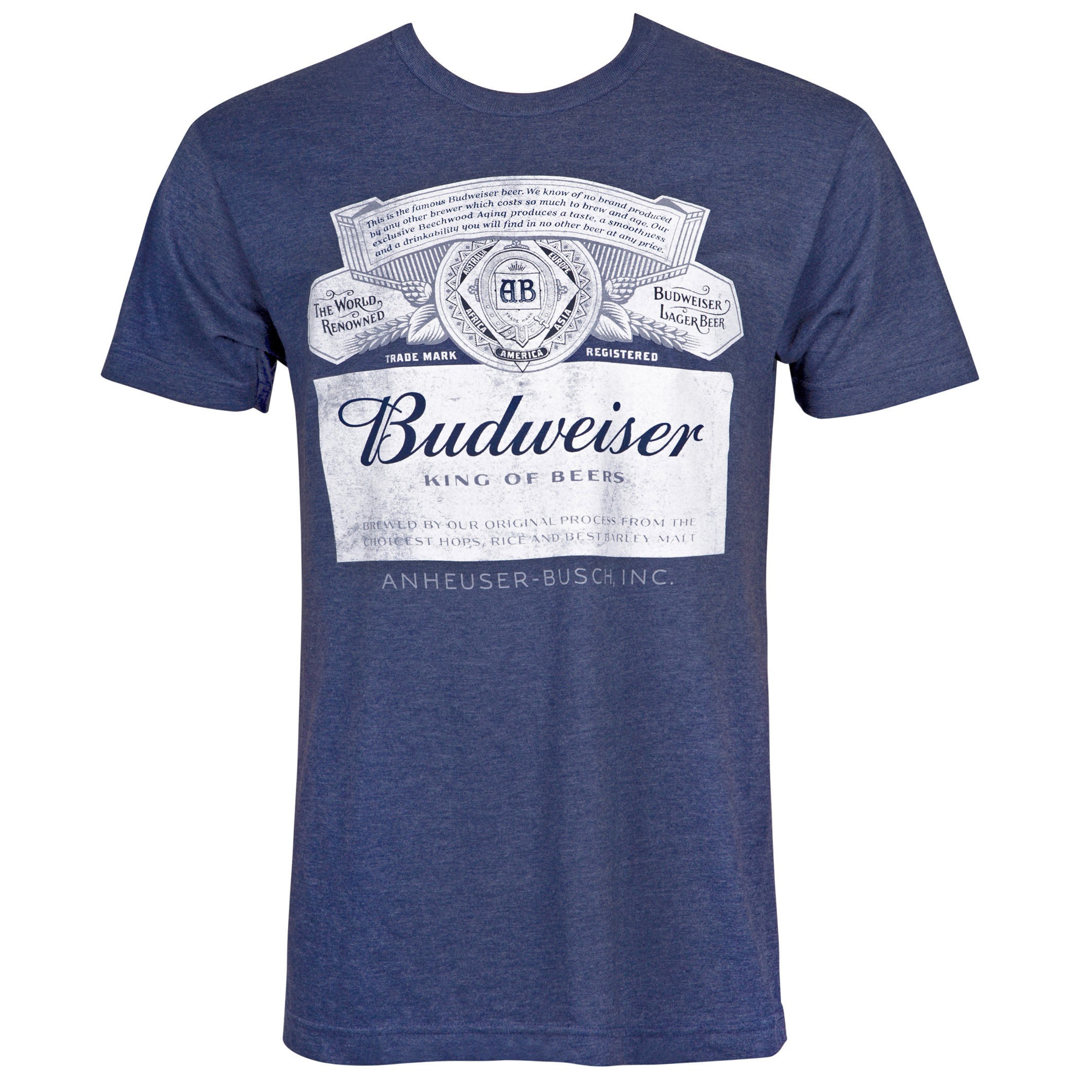 Budweiser Men's Midnight Navy Beer Label T-Shirt