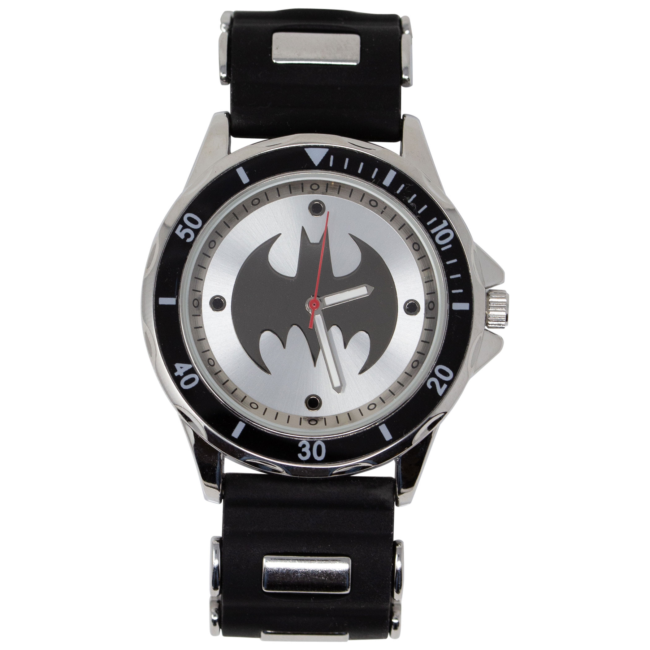 Batman Black and White Symbol Watch with Rubber Wristband