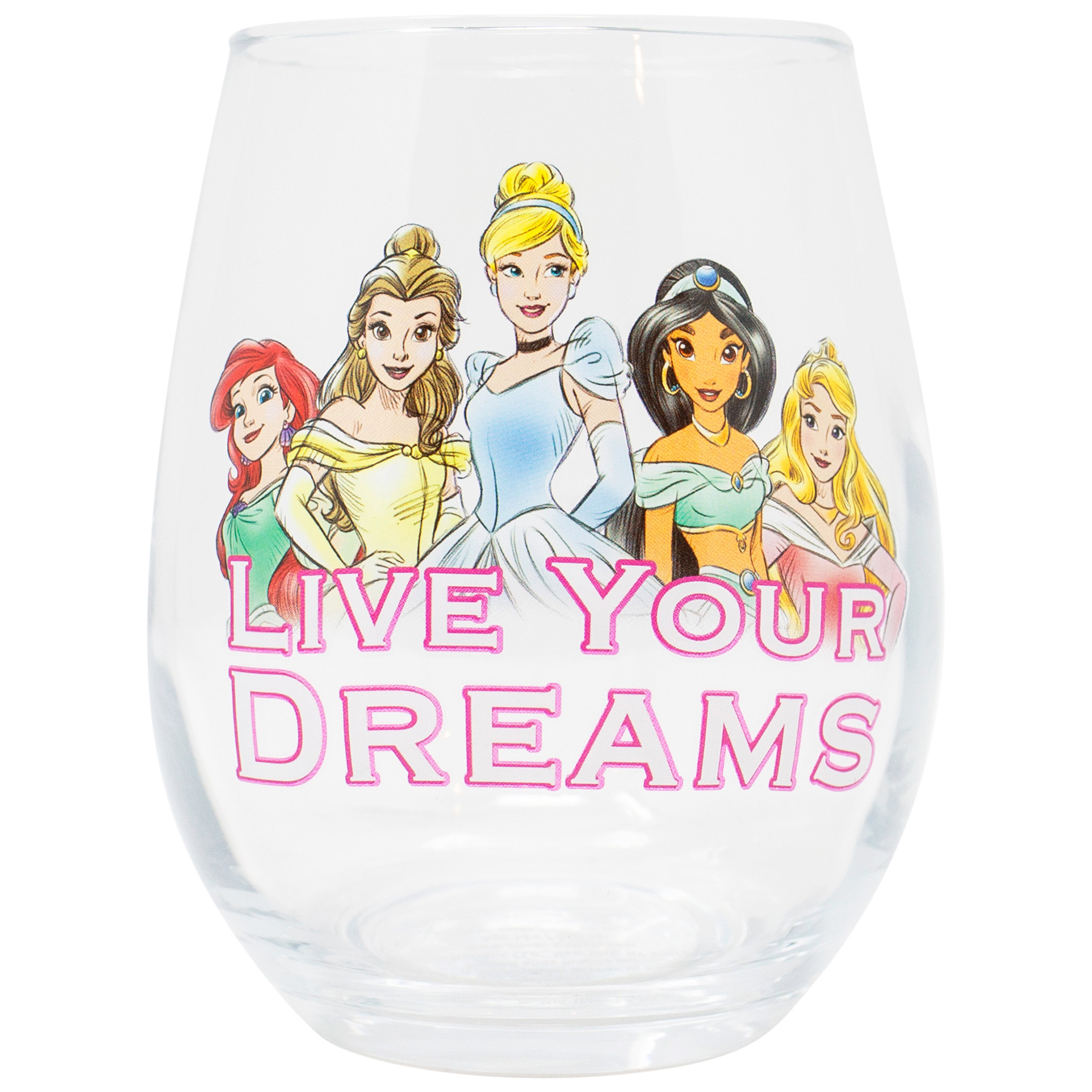 Disney Princess Live Your Dreams Stemless 20 Ounce Wine Glass